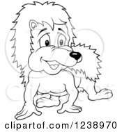 Clipart Of A Black And White Hedgehog On All Fours Royalty Free Vector Illustration by dero