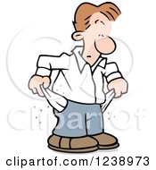 Clipart Of A Broke Caucasian Man Pulling Out His Pockets Royalty Free Vector Illustration by Johnny Sajem