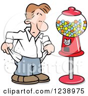 Poster, Art Print Of Broke Caucasian Man Pulling Out His Pockets By A Gumball Machine