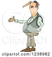 Clipart Of A Caucasian Man Gesturing And Explaining Royalty Free Vector Illustration