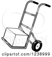 Poster, Art Print Of Black And White Hand Truck Dolly With A Box