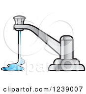 Clipart Of A Dripping Silver Faucet 4 Royalty Free Vector Illustration