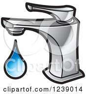 Clipart Of A Dripping Silver Faucet 3 Royalty Free Vector Illustration