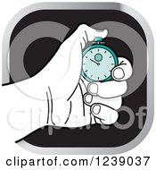 Black And White Hand Holding A Turquoise Stopwatch Icon