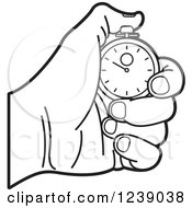 Poster, Art Print Of Black And White Hand Holding A Stopwatch