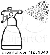 Clipart Of A Black And White Bottle Spraying Letters Royalty Free Vector Illustration by Lal Perera