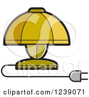 Clipart Of A Gold Electric Lamp With A Shade Royalty Free Vector Illustration