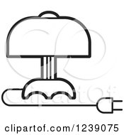 Clipart Of A Black And White Electric Lamp With A Shade 3 Royalty Free Vector Illustration by Lal Perera