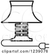 Clipart Of A Black And White Electric Lamp With A Shade 2 Royalty Free Vector Illustration by Lal Perera