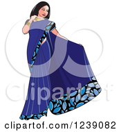 Beautiful Indian Woman Modeling A Blue Saree Dress