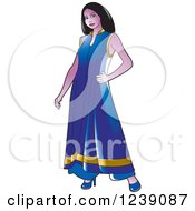 Poster, Art Print Of Woman Modeling A Purple And Gold Frock Dress