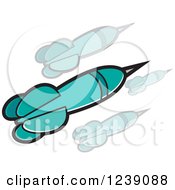 Clipart Of Turquoise Flying Darts Royalty Free Vector Illustration