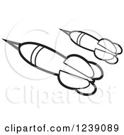 Clipart Of Black And White Flying Darts Royalty Free Vector Illustration by Lal Perera