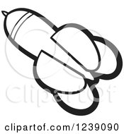 Clipart Of A Black And White Flying Dart Royalty Free Vector Illustration