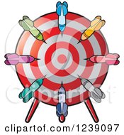 Clipart Of A Target Board With Colorful Darts Royalty Free Vector Illustration by Lal Perera