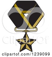 Poster, Art Print Of Gold Star Medal On A Ribbon 4