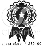 Poster, Art Print Of Black And White Olive Branch And Star Medal Rosette
