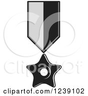 Clipart Of A Black And White Star Medal On A Ribbon Royalty Free Vector Illustration by Lal Perera