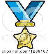 Poster, Art Print Of Gold Star Medal On A Ribbon 3