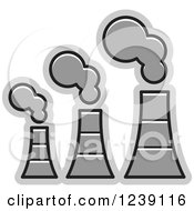 Clipart Of A Gray Factory Royalty Free Vector Illustration