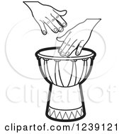 Poster, Art Print Of Black And White Drum And Hands 3