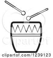 Clipart Of A Black And White Drum And Sticks Royalty Free Vector Illustration by Lal Perera