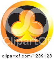 Poster, Art Print Of Gradient Orange Playing Card Club Icon Button