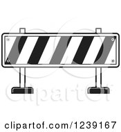 Clipart Of A Black And White Road Block Construction Barrier Royalty Free Vector Illustration
