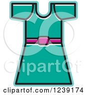 Clipart Of A Belted Turquoise Frock Royalty Free Vector Illustration by Lal Perera