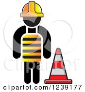 Construction Worker And A Traffic Cone