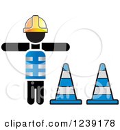 Construction Worker And Traffic Cones