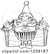 Poster, Art Print Of Black And White Christmas Cupcake With Presents