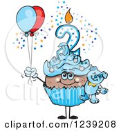 Poster, Art Print Of Blue Boys African Second Birthday Cupcake With A Teddy Bear And Balloons