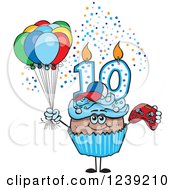 Poster, Art Print Of Blue Boys African Tenth Birthday Cupcake With A Video Game Controller And Balloons
