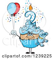 Poster, Art Print Of Blue Boys Latino Second Birthday Cupcake With A Teddy Bear And Balloons