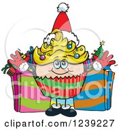 Poster, Art Print Of Caucasian Christmas Cupcake With Presents