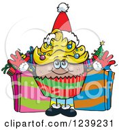 Poster, Art Print Of Black Christmas Cupcake With Presents