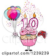 Poster, Art Print Of Pink Girls Latina Tenth Birthday Cupcake With A Video Game Controller And Balloons