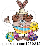 Poster, Art Print Of Black Easter Bunny Cupcake With A Chick And Eggs