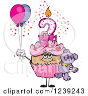 Poster, Art Print Of Pink Girls Latina Second Birthday Cupcake With A Teddy Bear And Balloons
