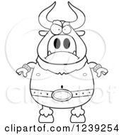 Clipart Of A Black And WhiteMad Minotaur Bull Man Royalty Free Vector Illustration by Cory Thoman