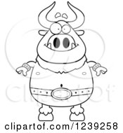 Clipart Of A Black And WhiteHappy Minotaur Bull Man Royalty Free Vector Illustration by Cory Thoman