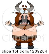 Clipart Of A Scared Screaming Minotaur Bull Man Royalty Free Vector Illustration by Cory Thoman