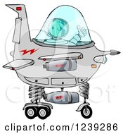 Clipart Of A Man Astronaut Holding A Thumb Up And Flying A Starship Royalty Free Illustration by djart