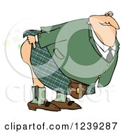Clipart Of A Man In A Kilt Bending Over And Releasing A Scotch Gas Fart Royalty Free Illustration