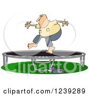 Poster, Art Print Of Chubby Caucasian Man Jumping On A Trampoline