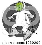 Poster, Art Print Of Boy Astronaut Doing A Space Walk Over A Circle Of Stars