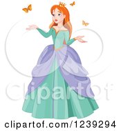 Poster, Art Print Of Red Haired Princess With Spring Butterflies
