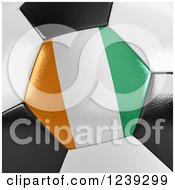 Poster, Art Print Of 3d Close Up Of An Ivory Coast Flag On A Soccer Ball