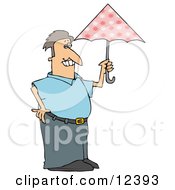 Prissy Man Carrying A Pink Umbrella